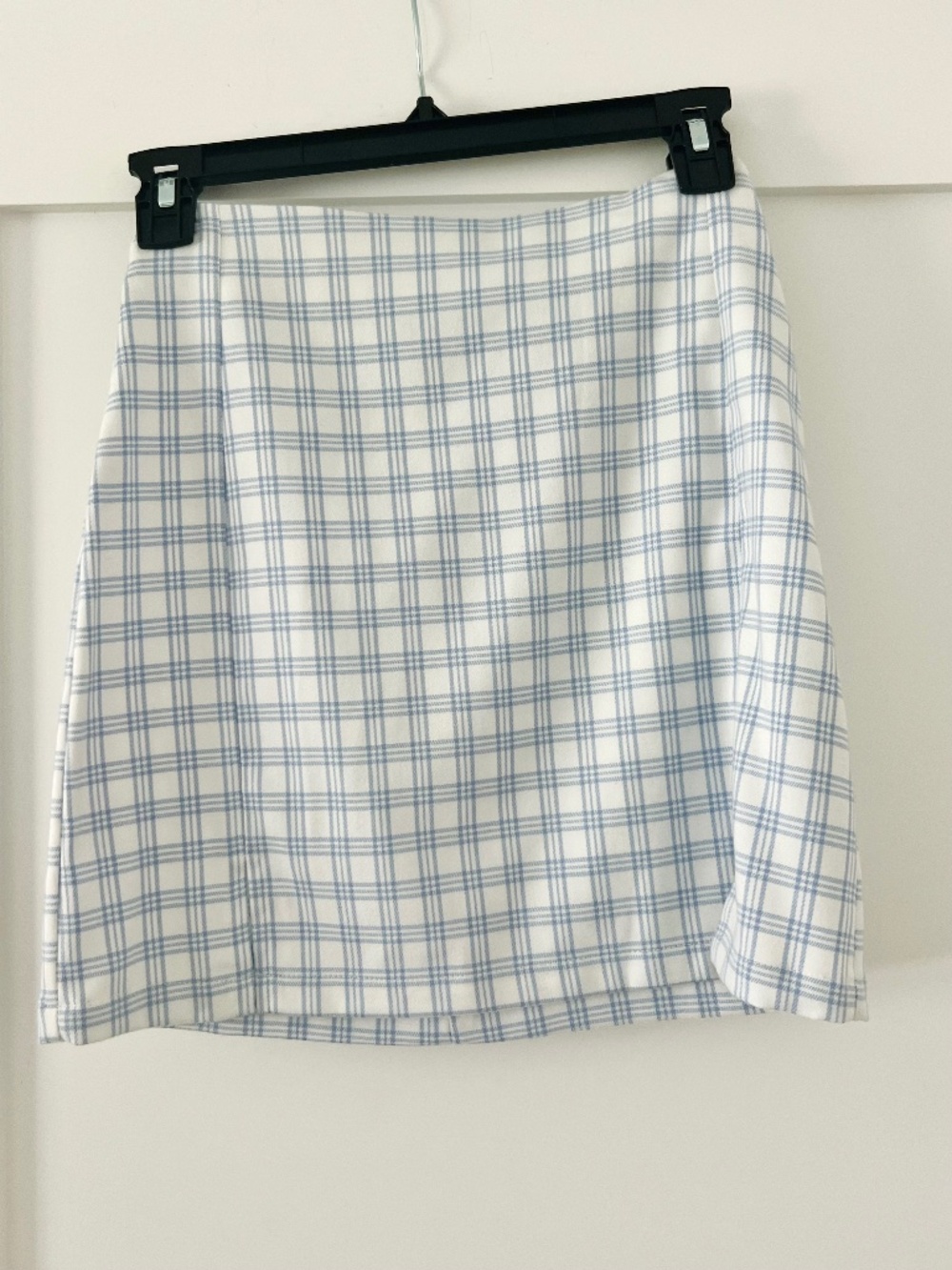 BRANDY MELVILLE Cotton Mini Skirt - Blue and White Plaid